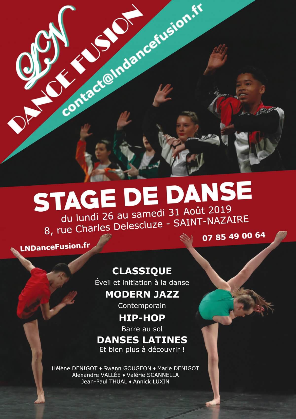 Affiche stage de danse LN Dance Fusion à Saint-Nazaire